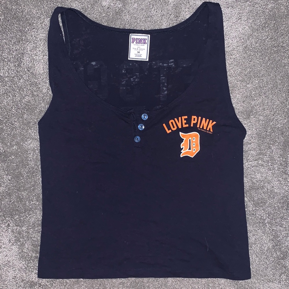 VS PINK: Detroit Tigers Henley Crop Tank